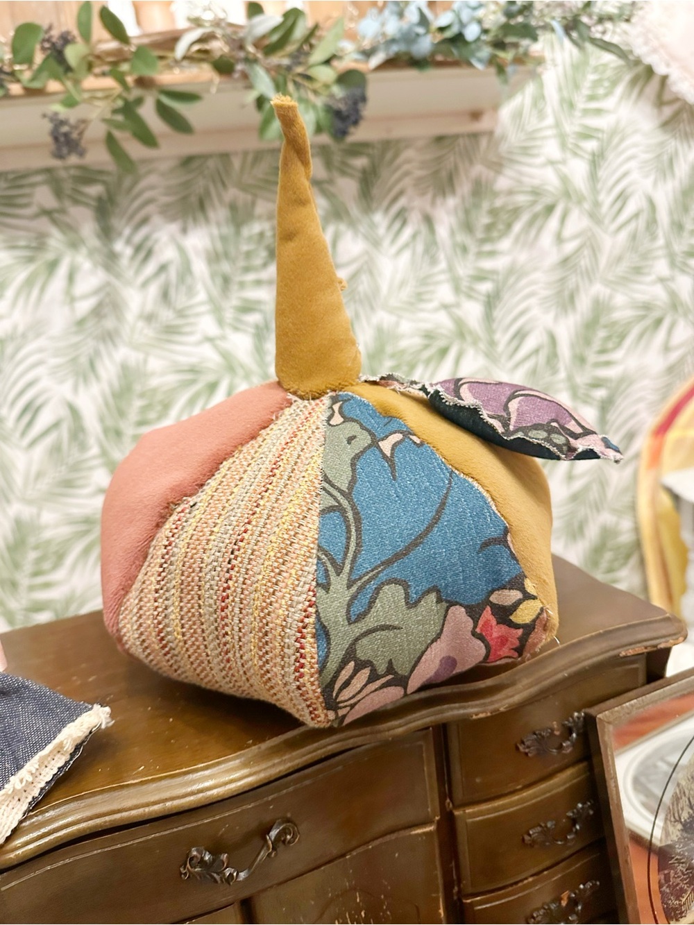 Handcrafted Multicolor Patchwork Pumpkin Pillow